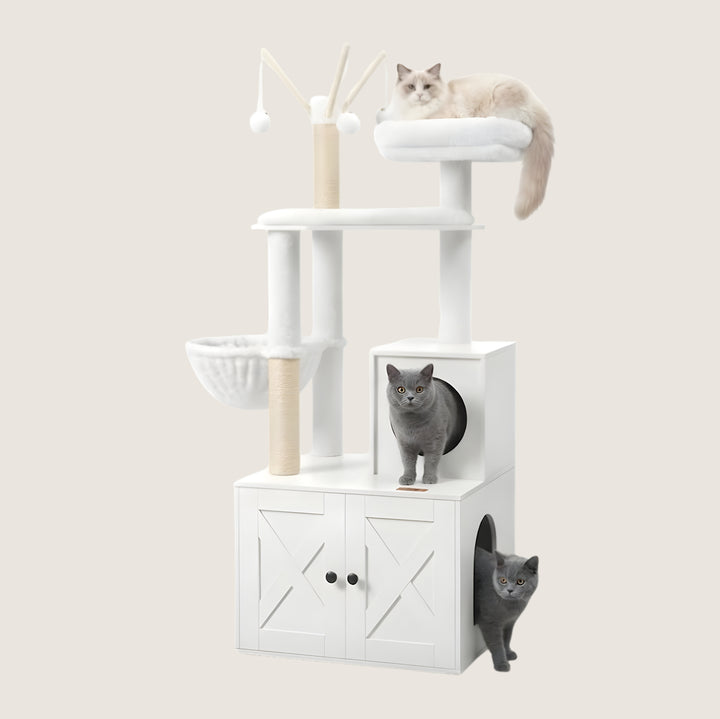 Kura Cat Tower & Litter Box Cabinet