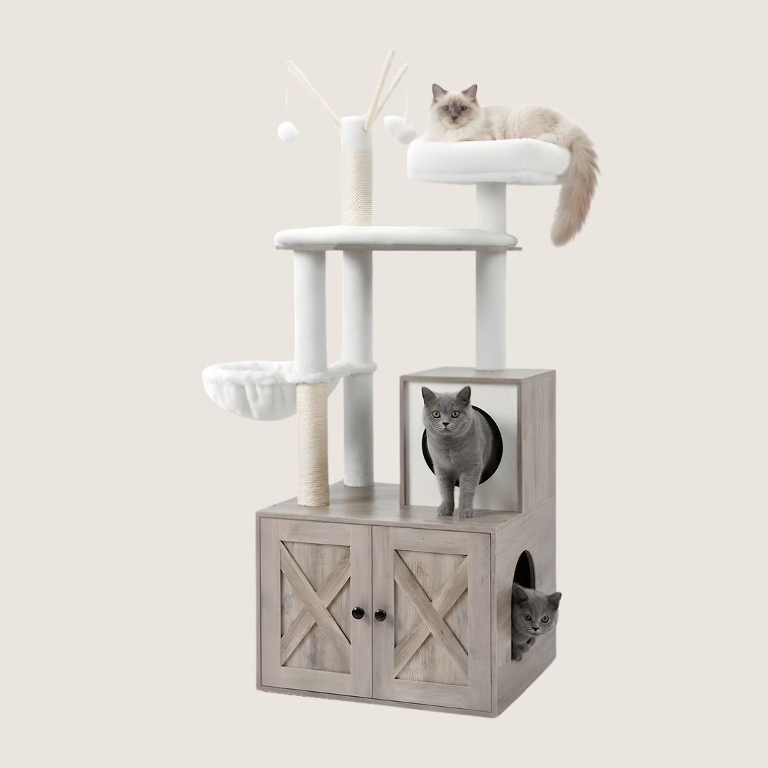 Kura Cat Tower & Litter Box Cabinet