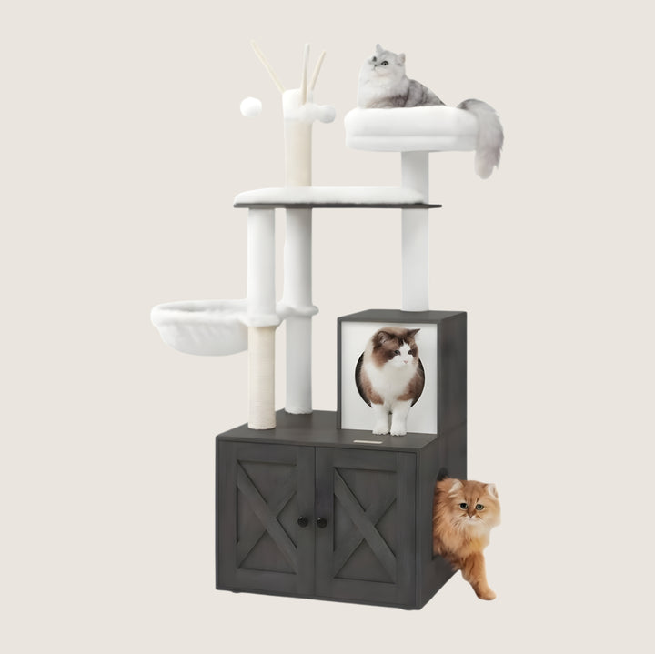 Kura Cat Tower & Litter Box Cabinet