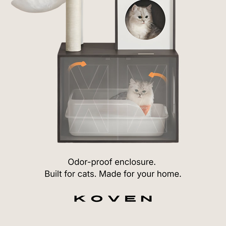 Kura Cat Tower & Litter Box Cabinet