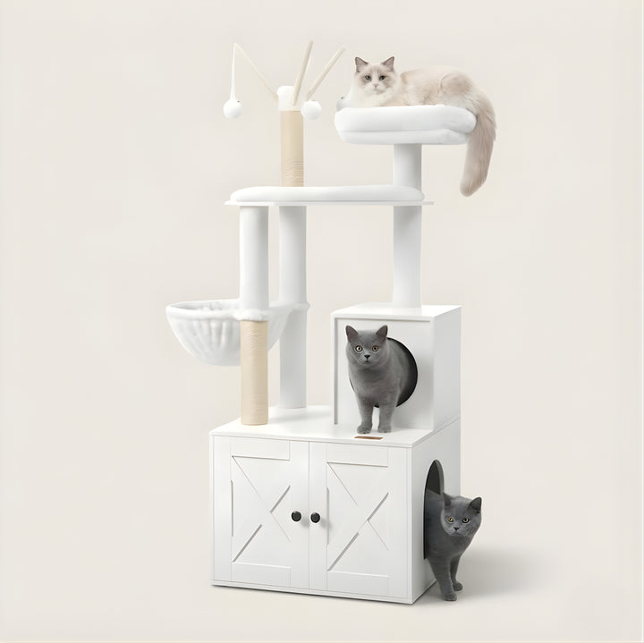 Kura Cat Tower & Litter Box Cabinet