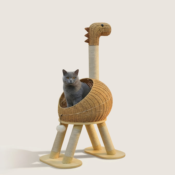 Ryu Rattan Dinosaur Cat Tower