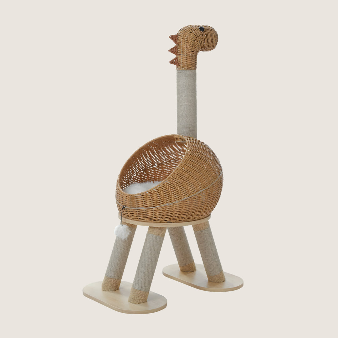 Ryu Rattan Dinosaur Cat Tower