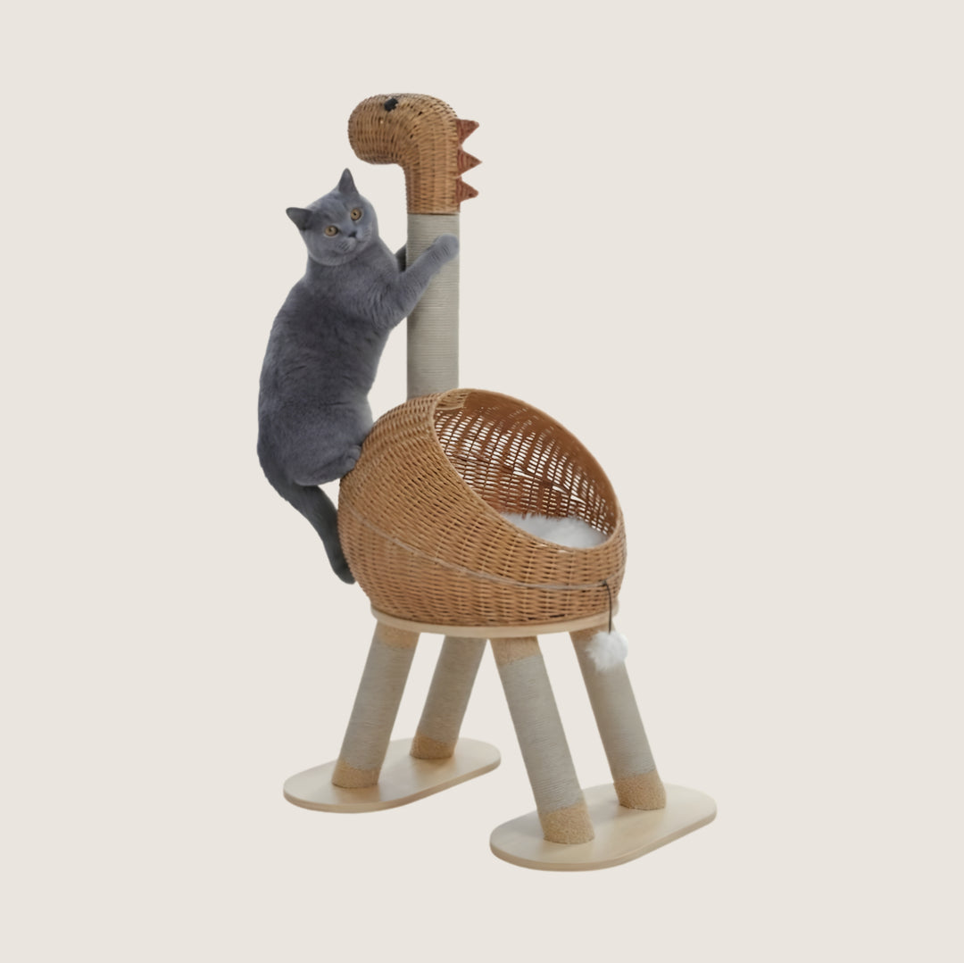 Ryu Rattan Dinosaur Cat Tower
