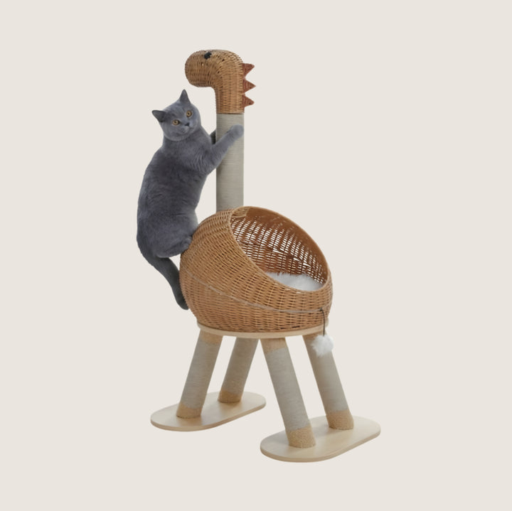 Ryu Rattan Dinosaur Cat Tower
