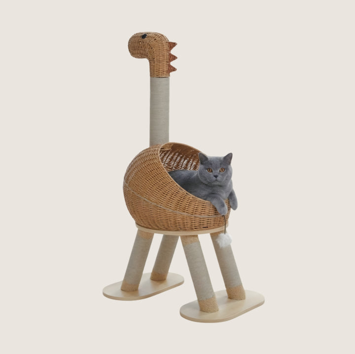 Ryu Rattan Dinosaur Cat Tower