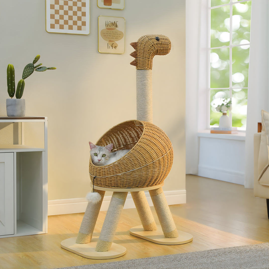 Ryu Rattan Dinosaur Cat Tower
