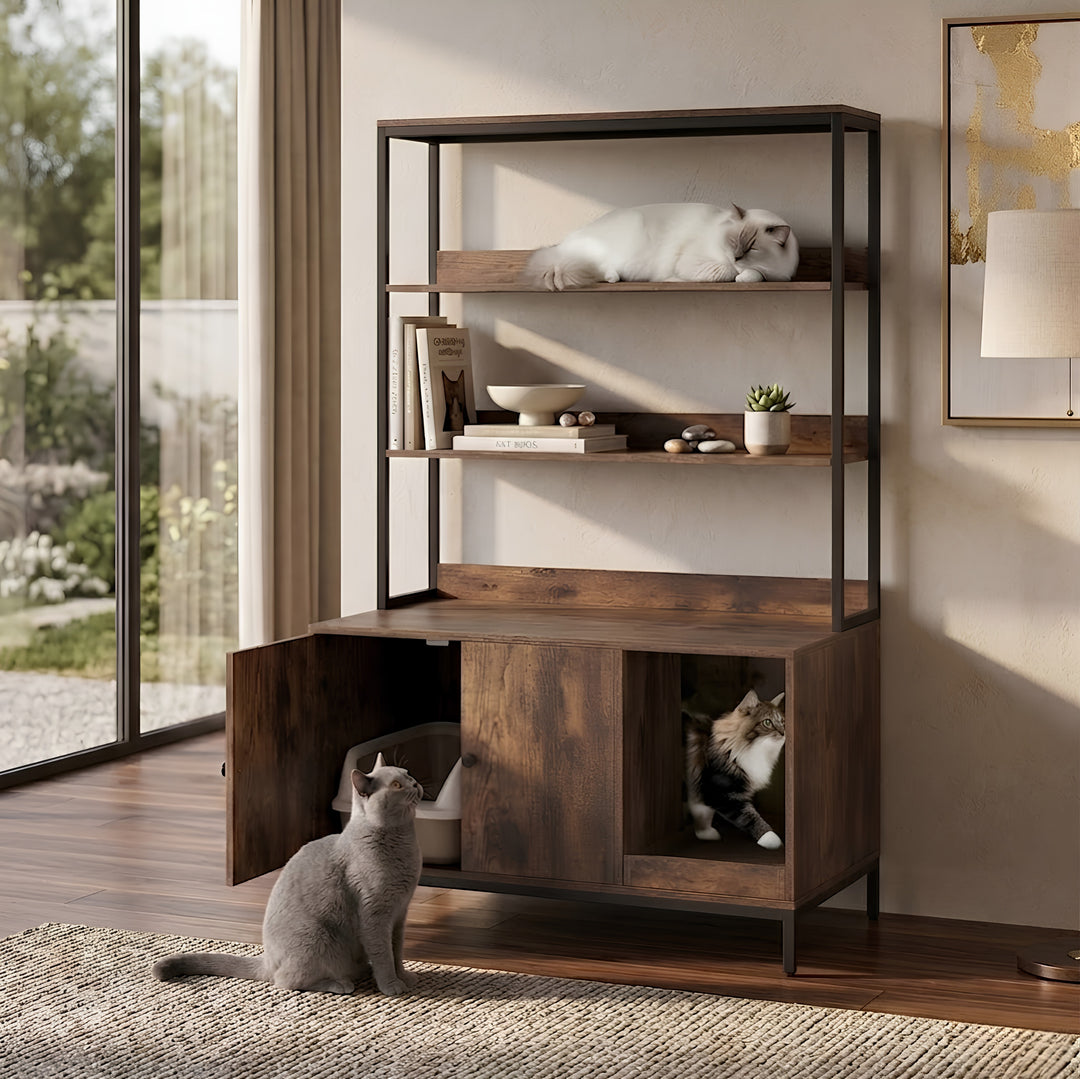 Hana Litter Cabinet with Display Shelves