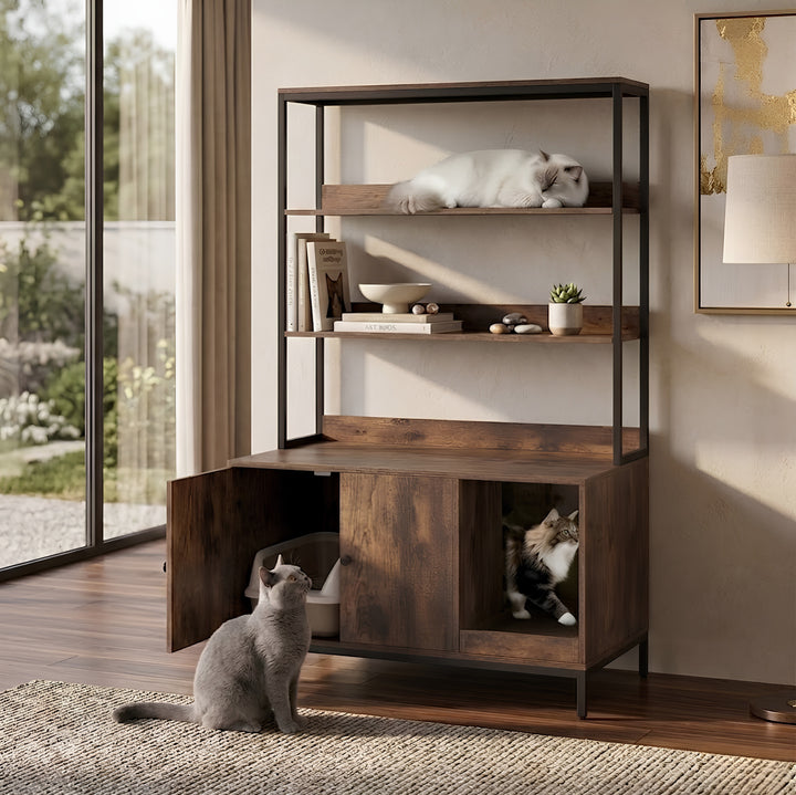 Hana Litter Cabinet with Display Shelves
