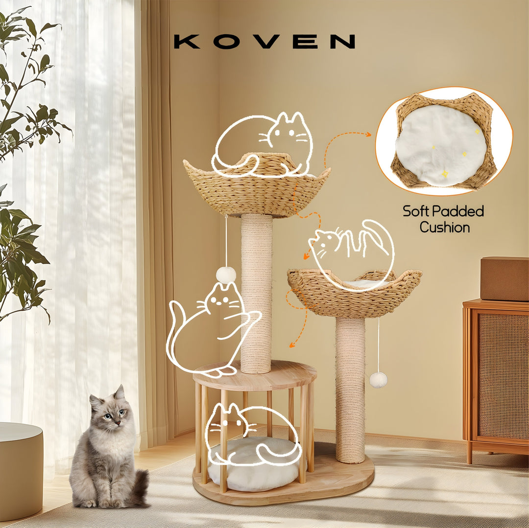 Haru Wicker Cat Tower Koven 