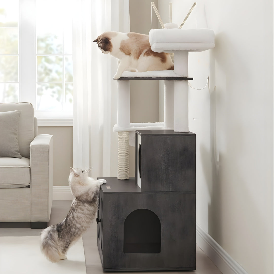 Kura Cat Tower & Litter Box Cabinet Koven 