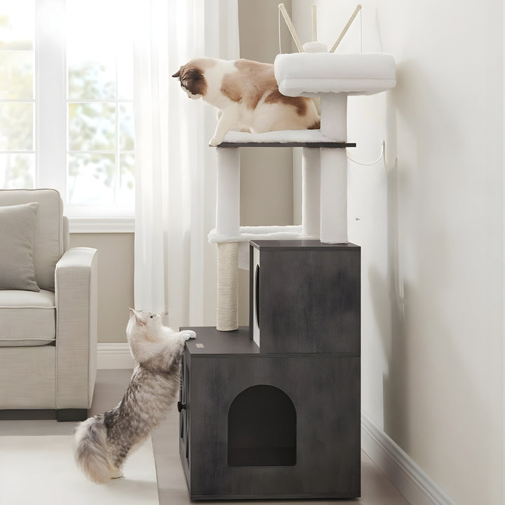 Kura Cat Tower & Litter Box Cabinet Koven 